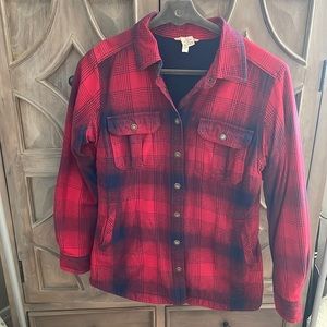Fleece lined flannel, fitted Duluth Trading Co size XS